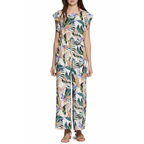 Sanctuary Jumpsuit Womens Tropical Wide‎ Leg Tie Back Short Sleeve sz Large NEW - Picture 11 of 13